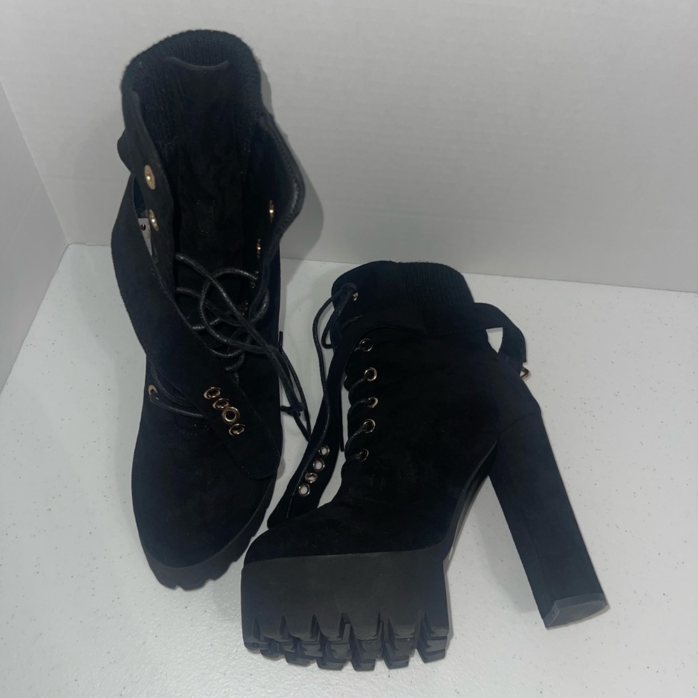 Flock Platform Booties Size 7 - image 6